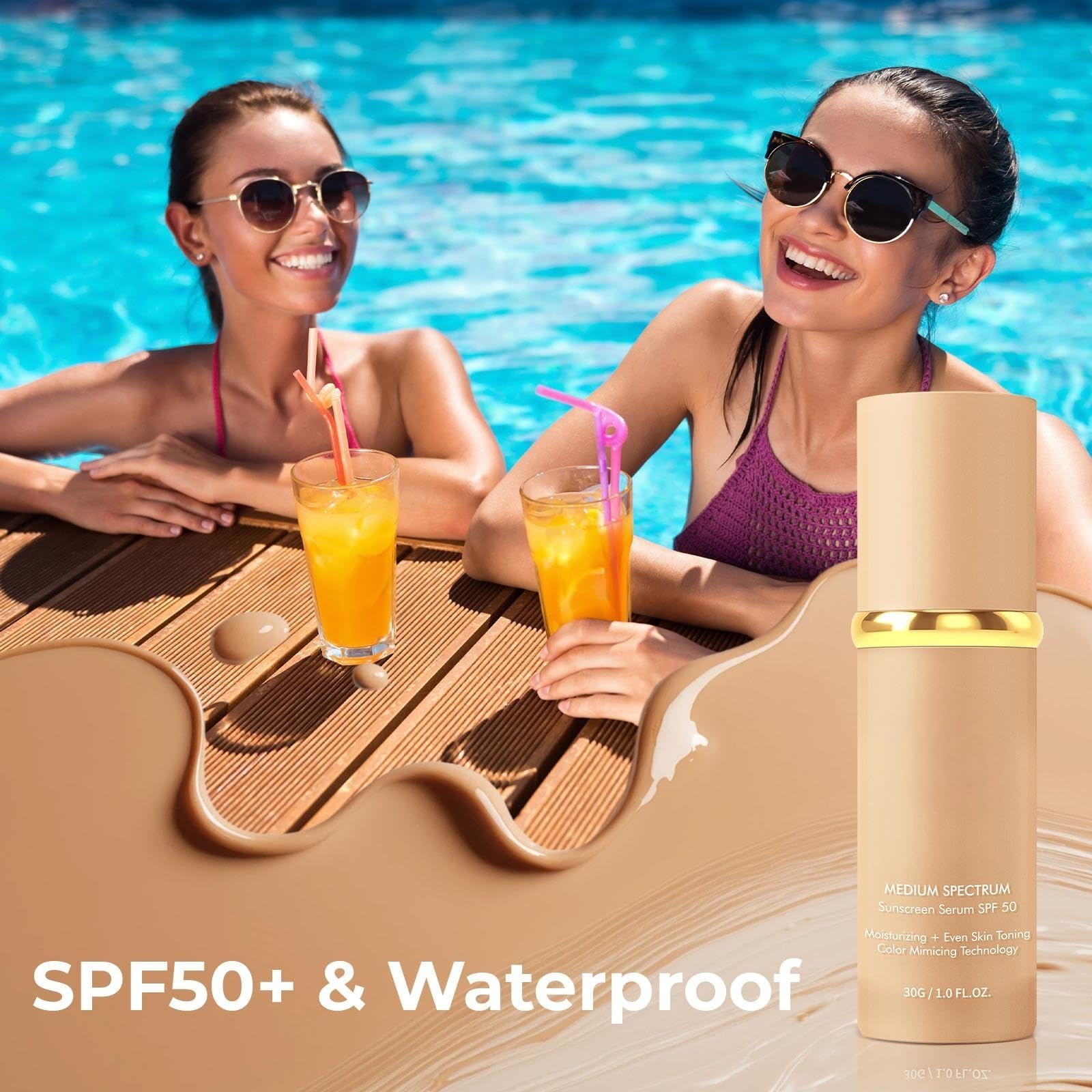 TOSOUATOP sunscreen SPF 50+ label detail highlighting sun protection