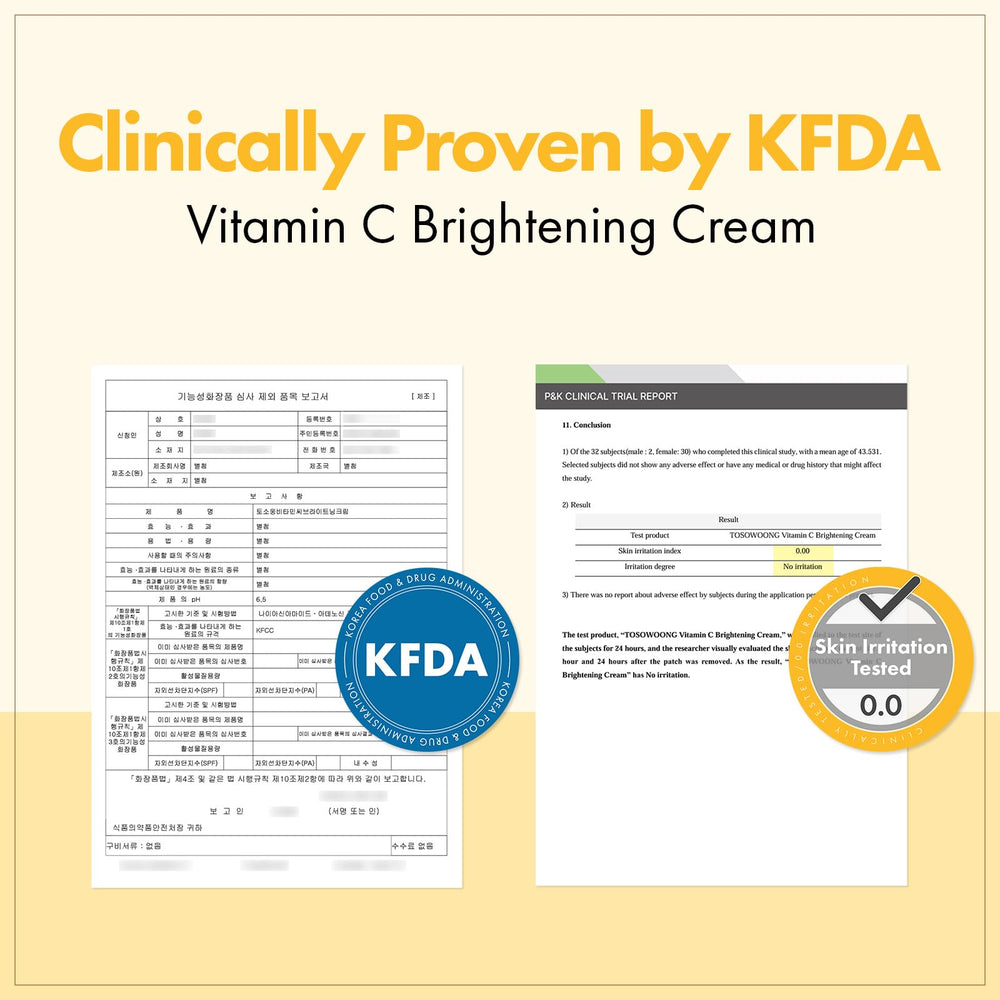 TOSOWOONG label detail showing ingredient highlights and benefits