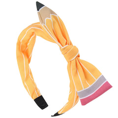 Totelux front view of yellow pencil headband showing playful classroom style and neat hold