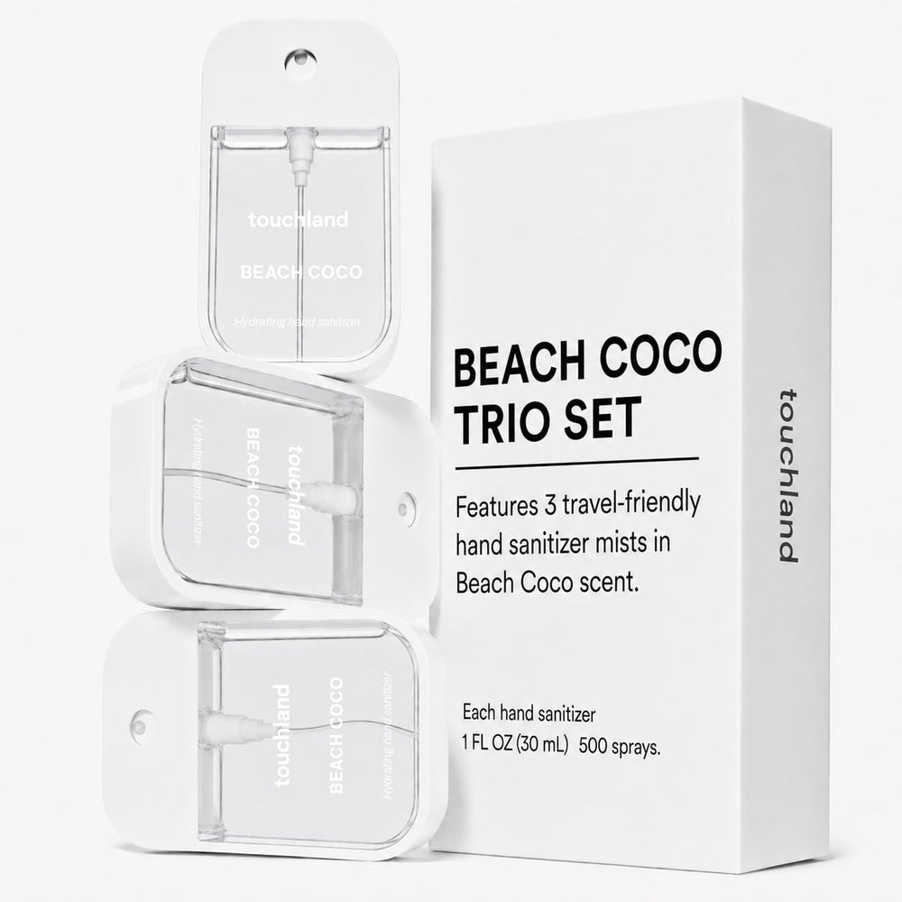 Touchland Beach Coco spray nozzle misting for quick sanitation benefit