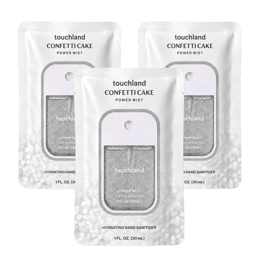 Touchland confetti cake front packaging, bright scent on-the-go