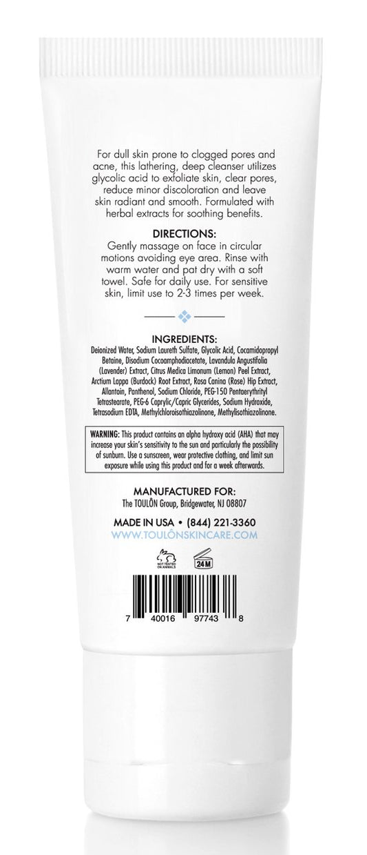 TOULON gel texture close-up illustrating smooth exfoliating gel