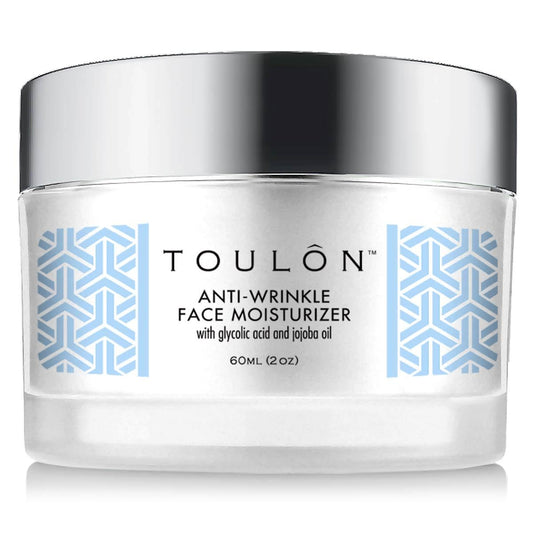 TOULON jar front view showing label and elegant packaging, conveys premium moisturizer