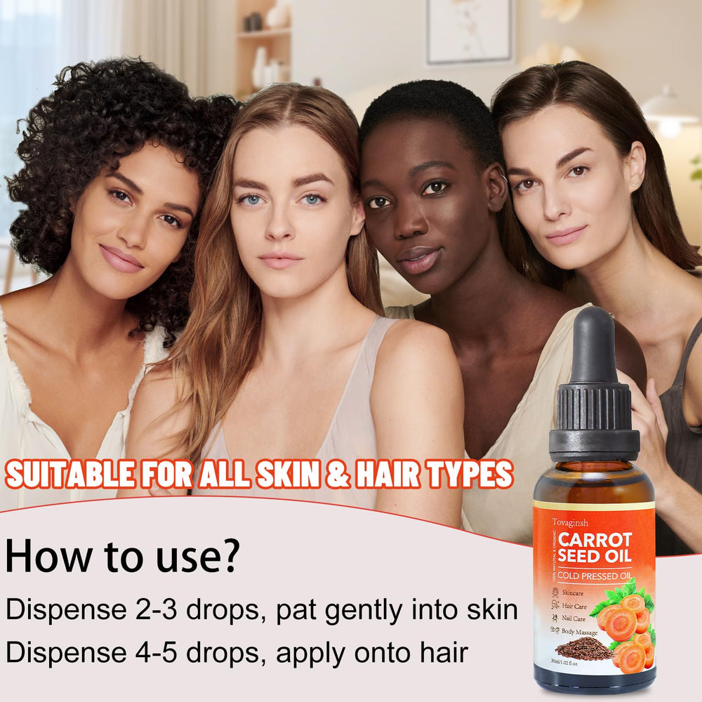tovaginsh smoothing oil onto hair ends to show shine and frizz control benefit