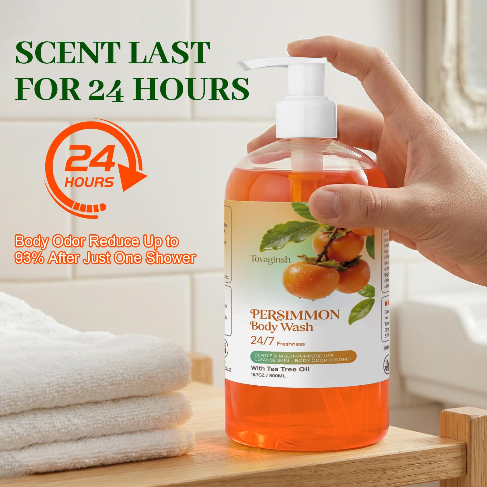 tovaginsh size scale comparison showing 16.7 fl oz bottle for long use