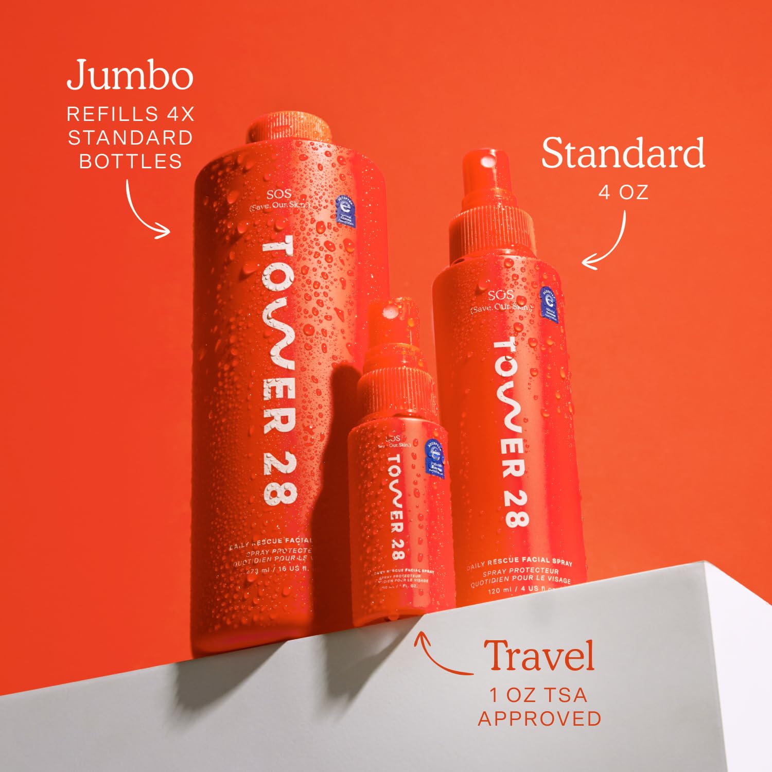 Tower 28 lifestyle shot in a bag illustrating on-the-go soothing and convenience