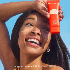 Tower 28 lotion texture close-up highlighting lightweight whipped creaminess for comfortable wear