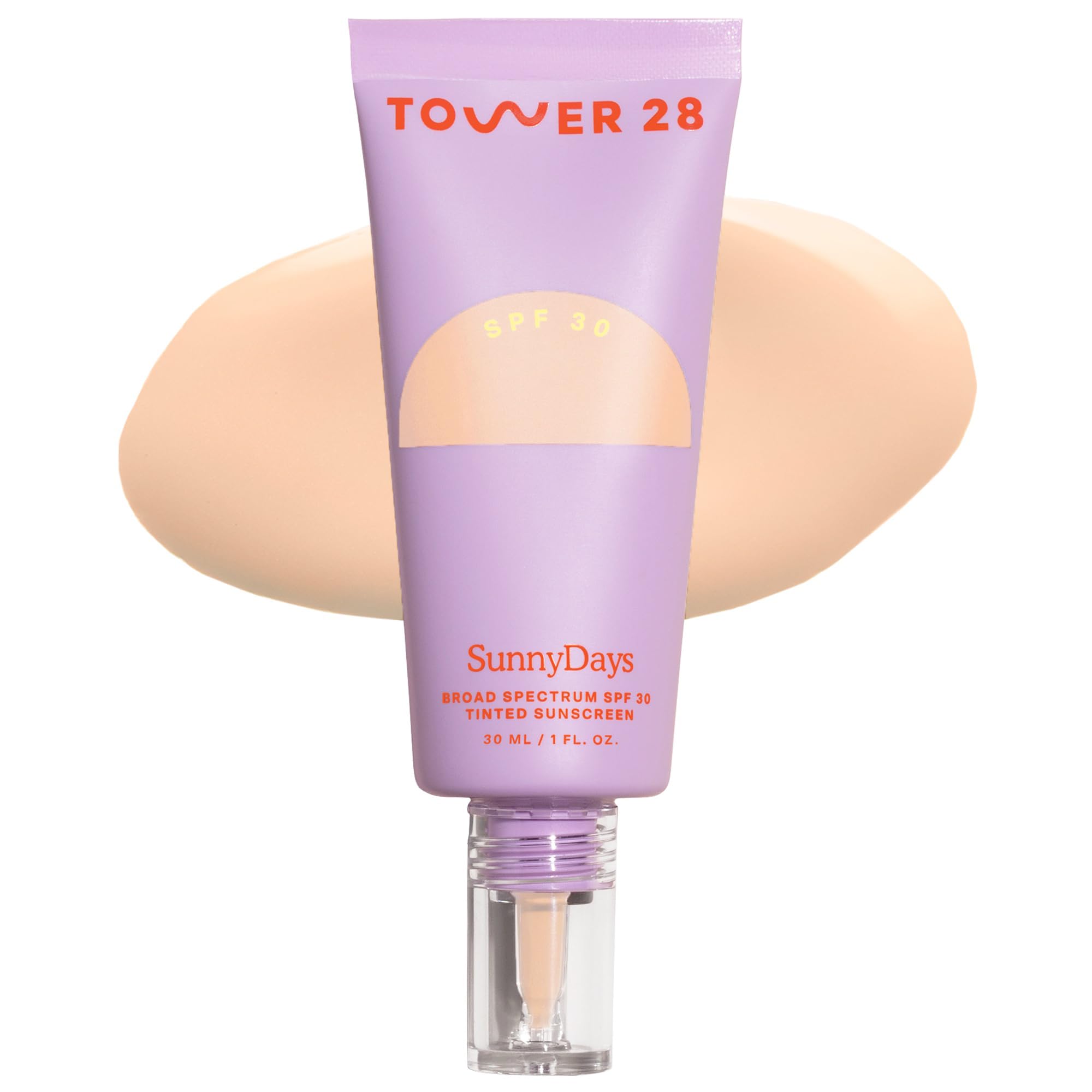 Tower 28 front packaging shows SunnyDays SPF 30, protects while evening tone