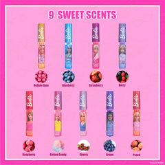Townley Girl nine lip glosses laid out to show colors and variety, easy sharing