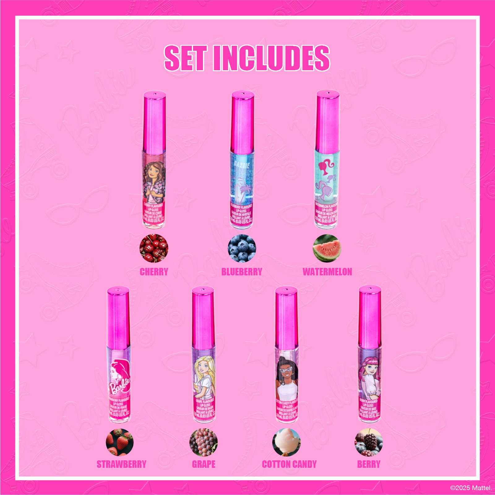 Townley Girl Barbie tube close-up showing smooth gloss texture and easy applicator for gentle use