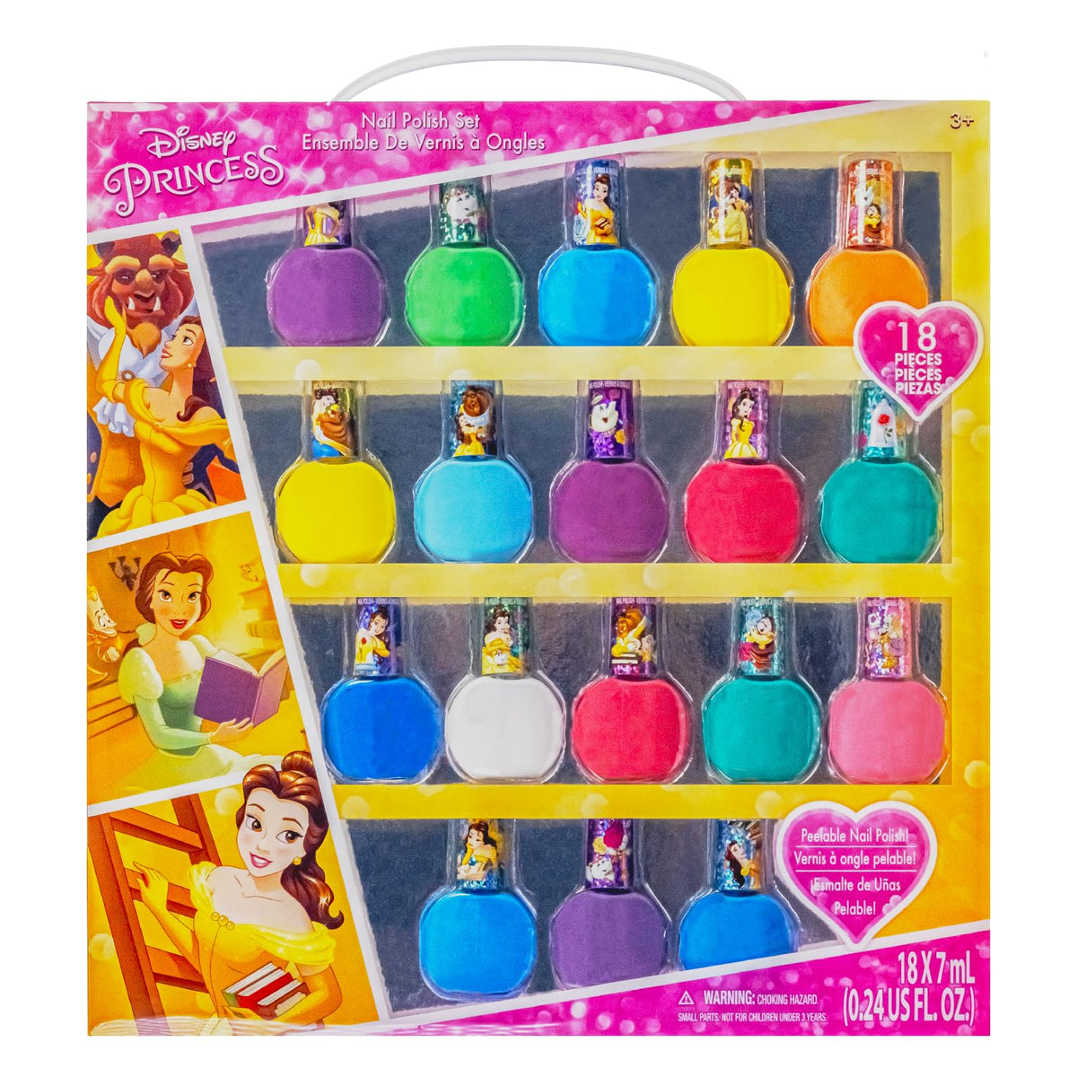 Townley Girl front packaging showing Belle-themed 18-piece set and colors