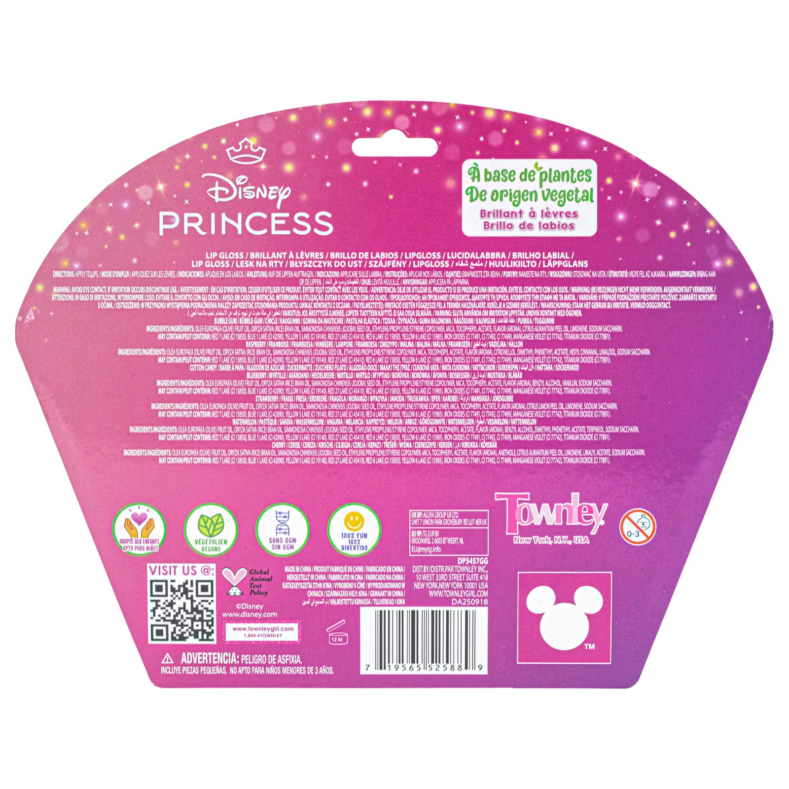 Townley Girl ingredient panel showing plant-based oils and gentle formulation