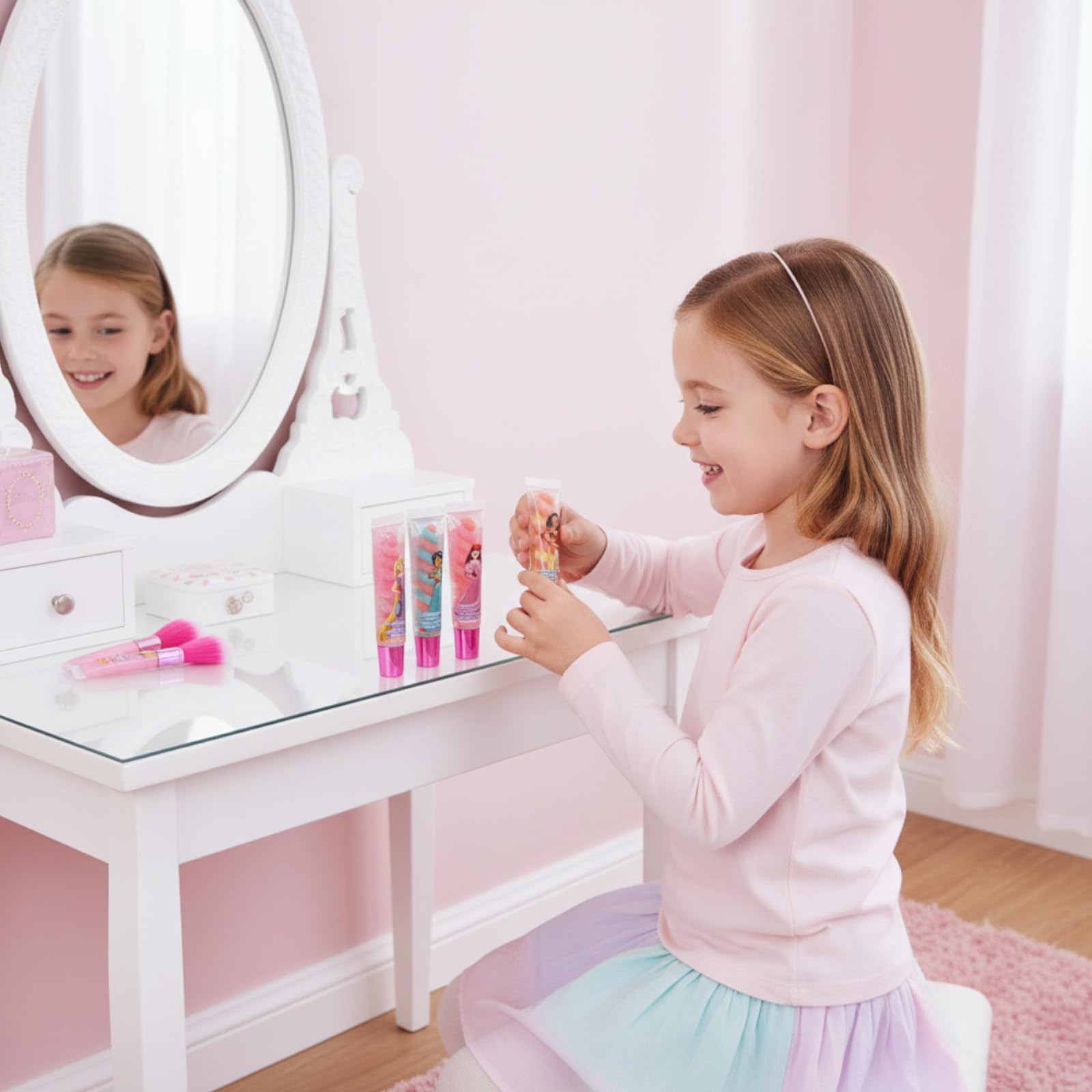 Townley Girl party display of glosses as favors providing fun gift-ready look