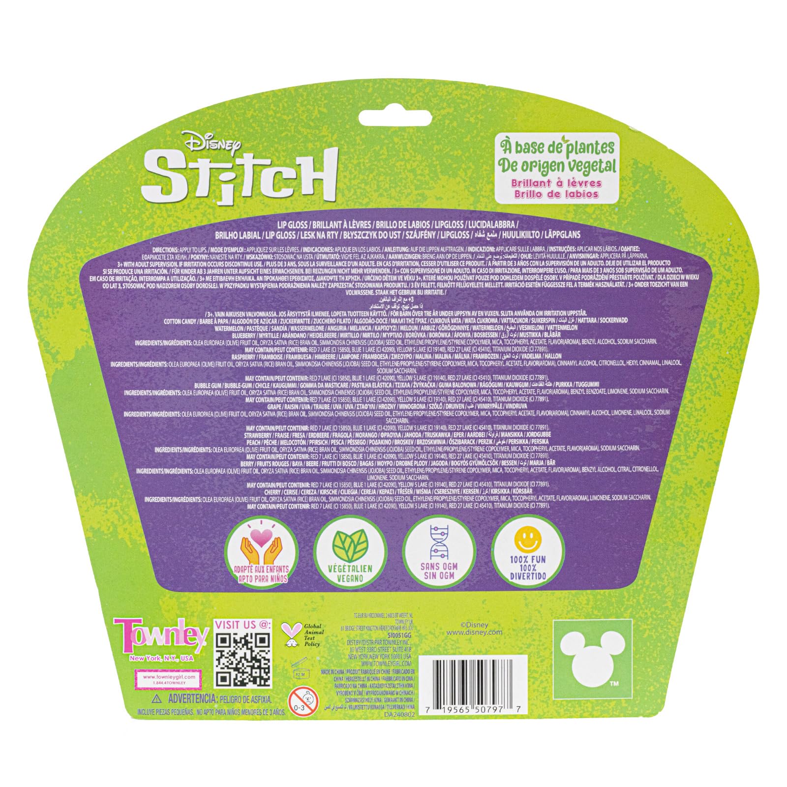 Townley Girl ingredients label showing plant-based oils and parent reassurance