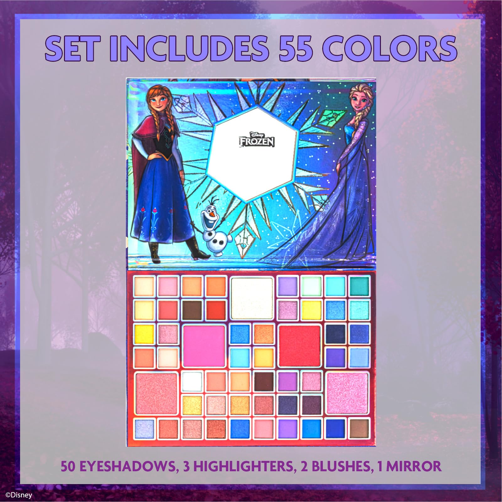 Townley Girl open palette flatlay displaying 55 wells and vibrant colors