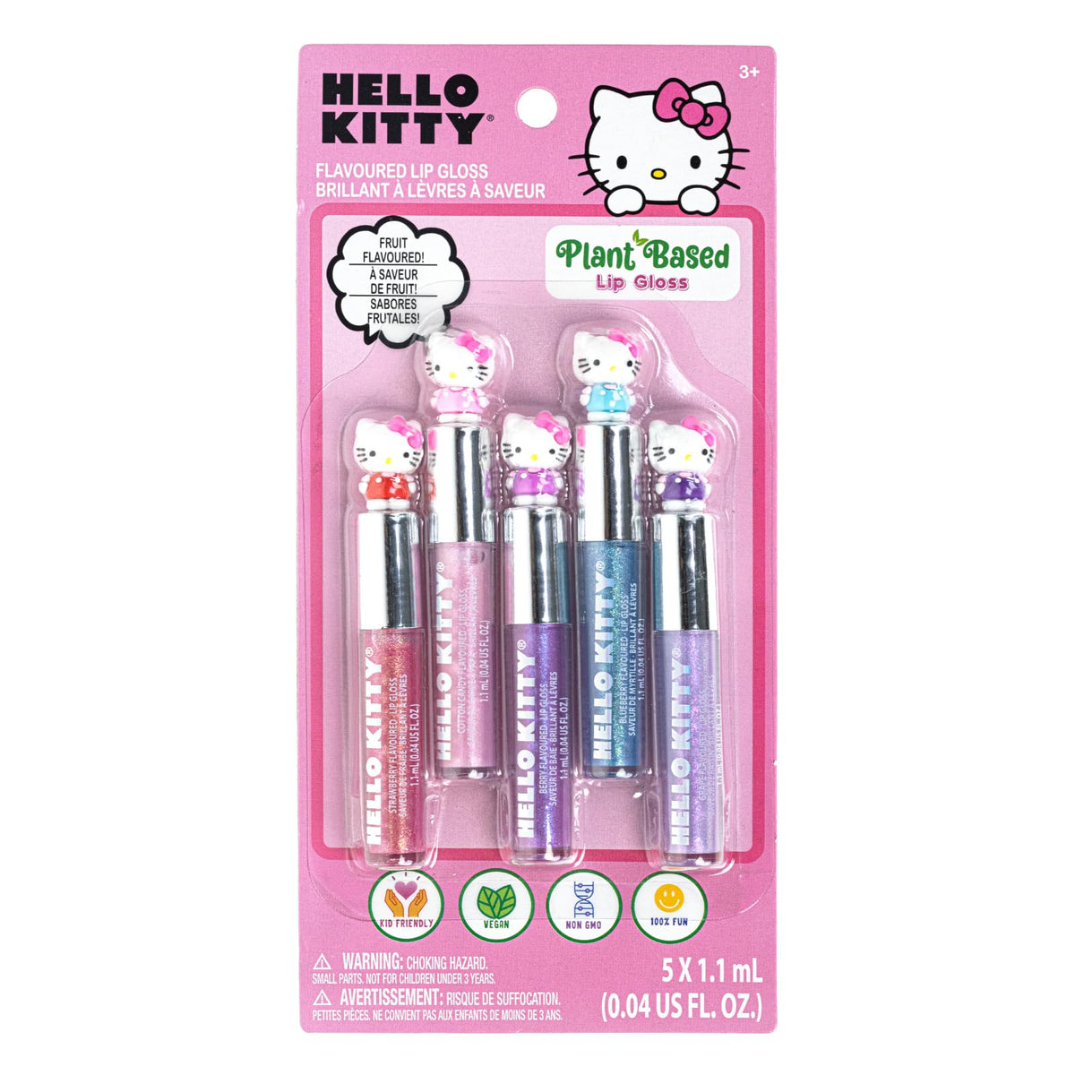 Townley Girl front packaging showing the five Hello Kitty glosses and benefits