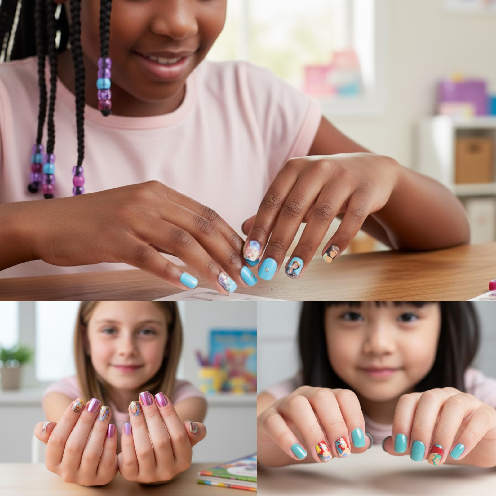Townley Girl kids hands wearing nails for quick at-home manicure fun