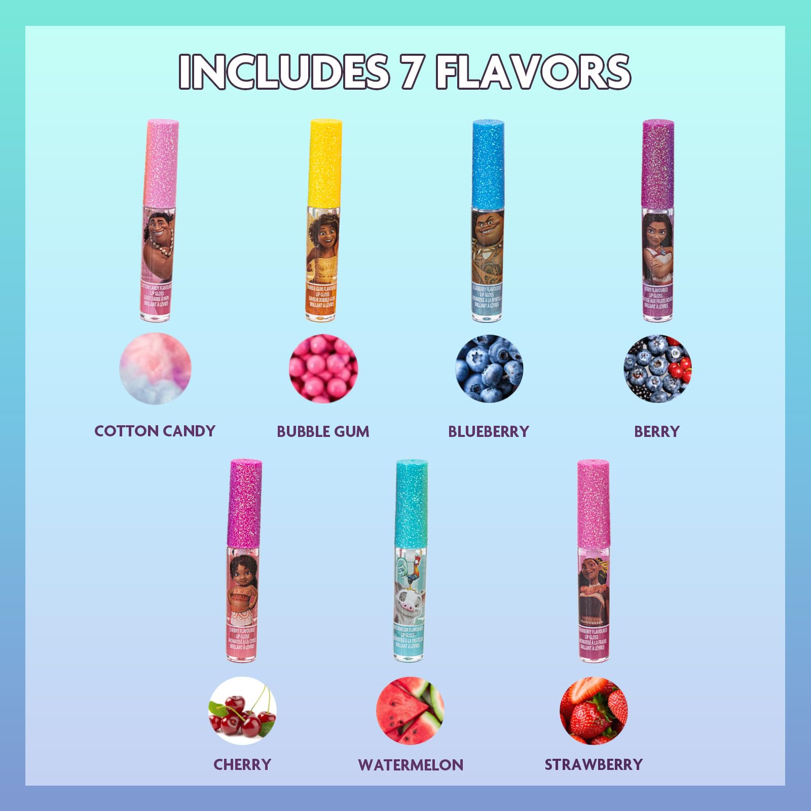 Townley Girl open tubes display with seven shades visible, easy selection and sharing