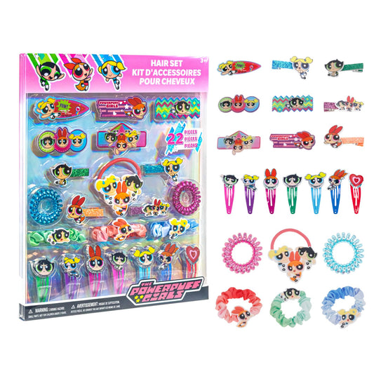 Townley Girl front packaging showing full Powerpuff Girls accessory set and bright branding