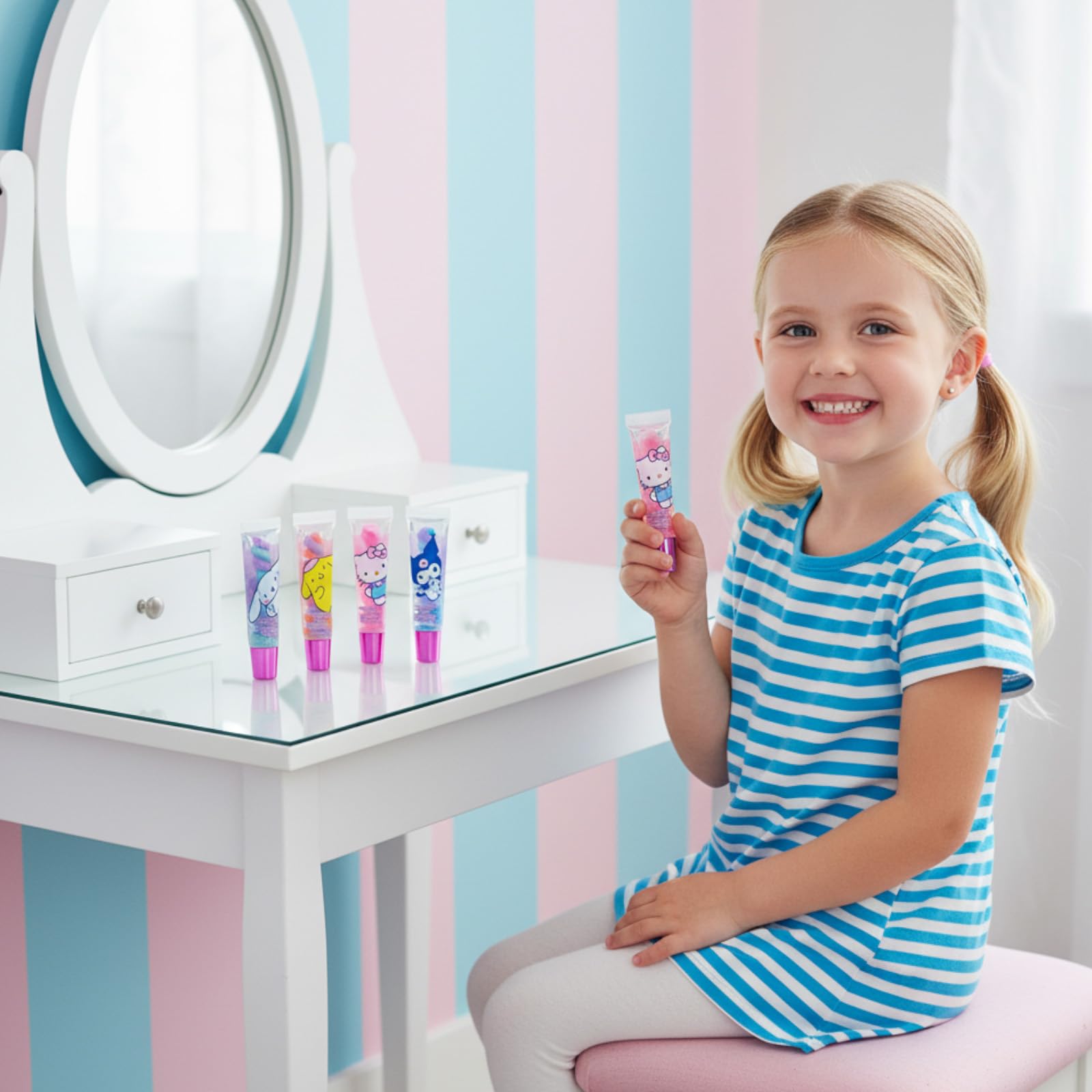 Townley Girl tube held in a child’s hand to show compact, kid-friendly size