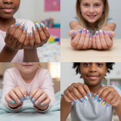 Townley Girl display of multiple sizes, ensures proper fit for small nails