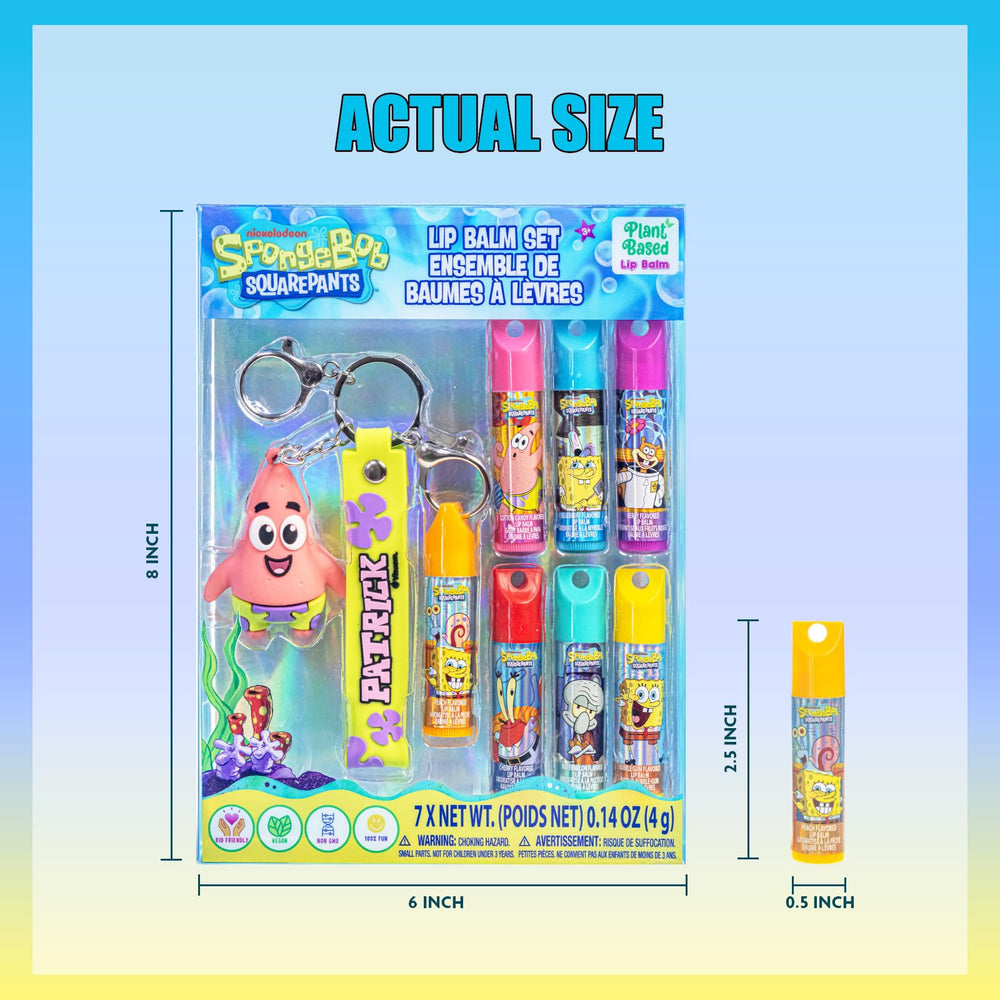 Townley Girl SpongeBob Patrick keychain attached to tube for easy clip-on convenience