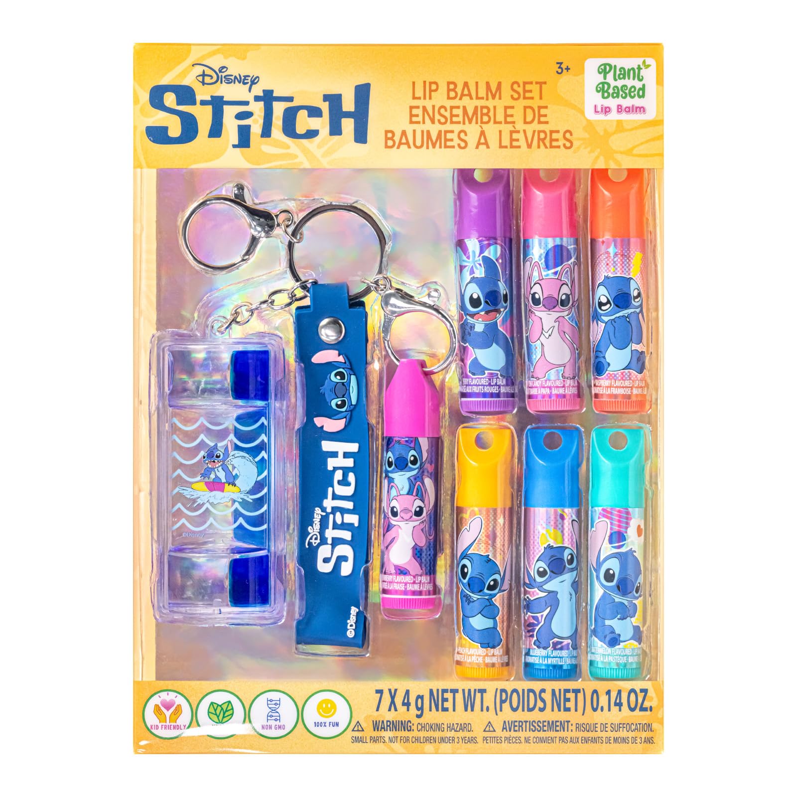 Townley Girl front packaging showing seven Stitch lip balms and benefit of variety