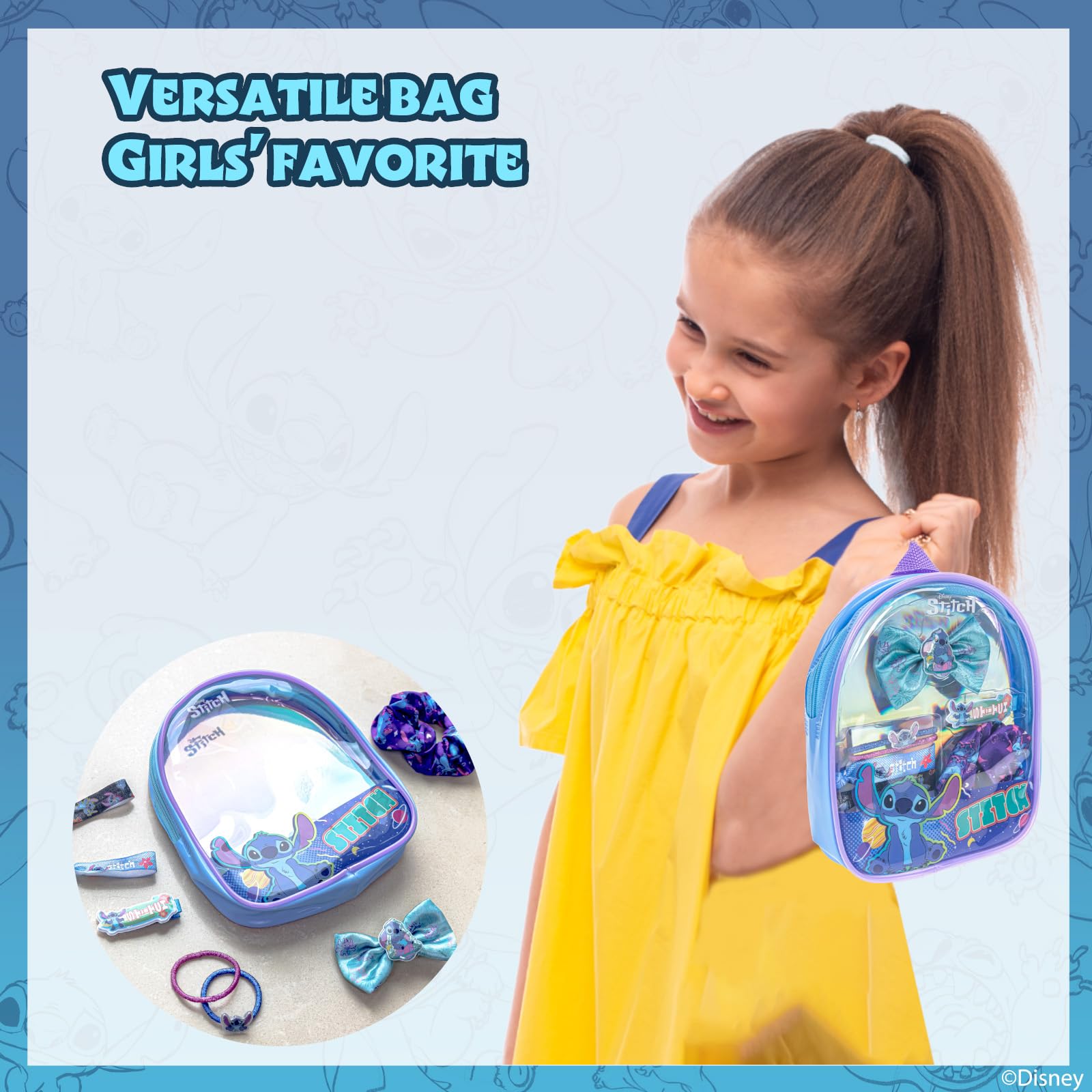 Townley Girl on child wearing high ponytail, shows comfortable secure styling