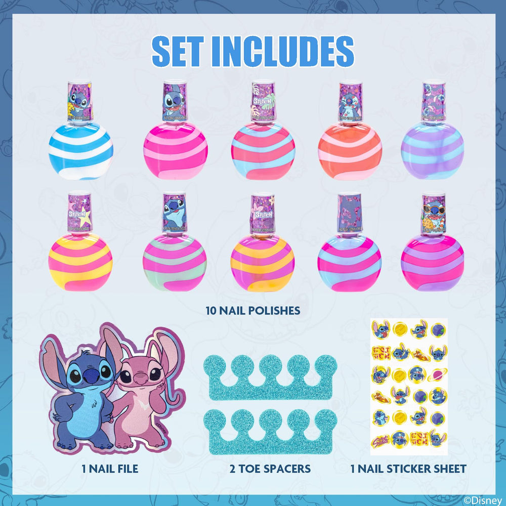 Townley Girl open kit layout with bottles, toe separator, file, and quick-start convenience