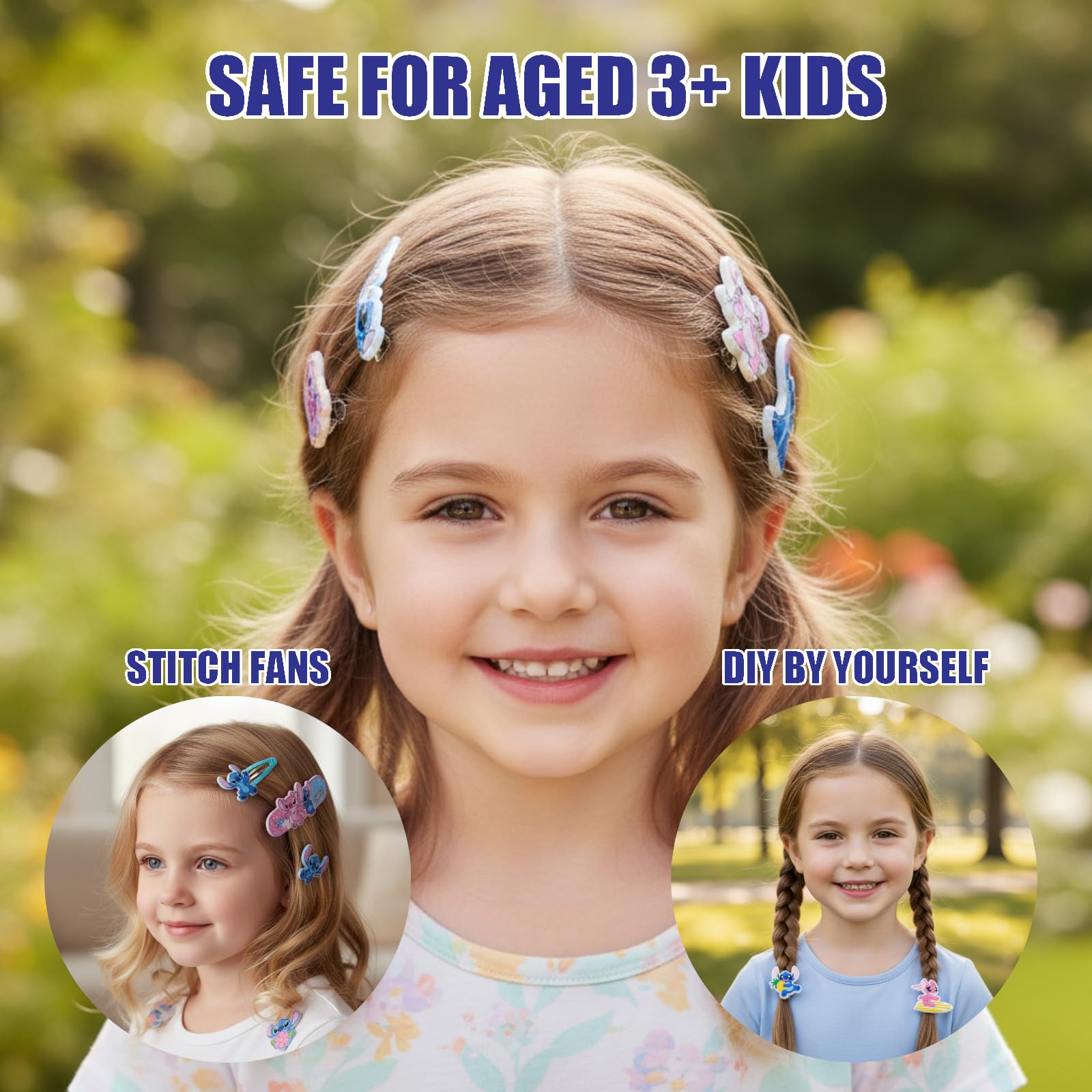 Townley Girl snap hair clips in a row demonstrating quick, reliable hold