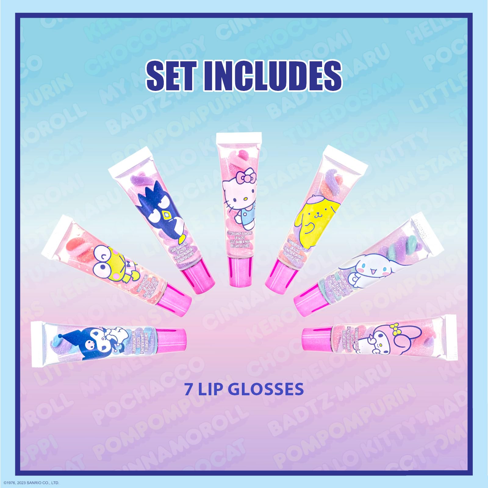 Townley Girl close-up of swirled lip gloss tubes highlighting colorful two-tone finish