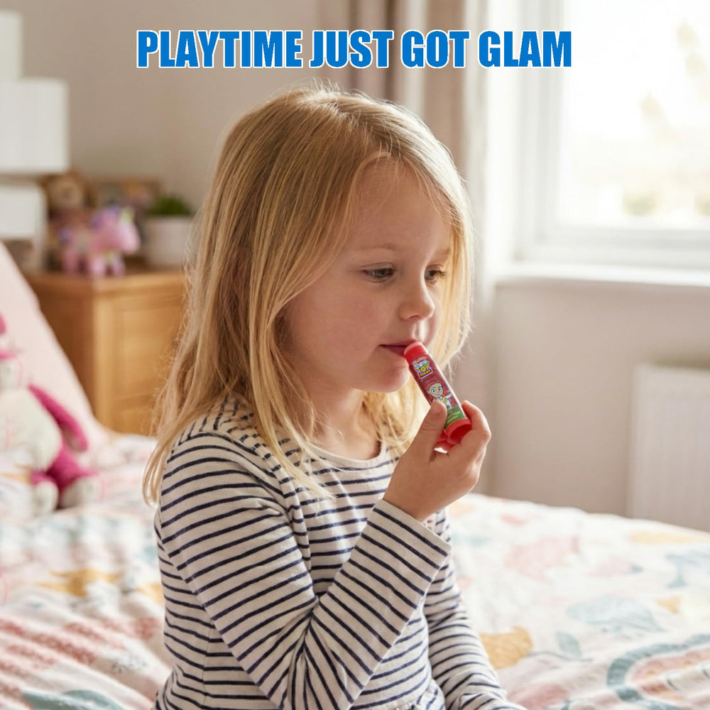 Townley Girl child applying lip balm featuring Toy Story design for everyday use