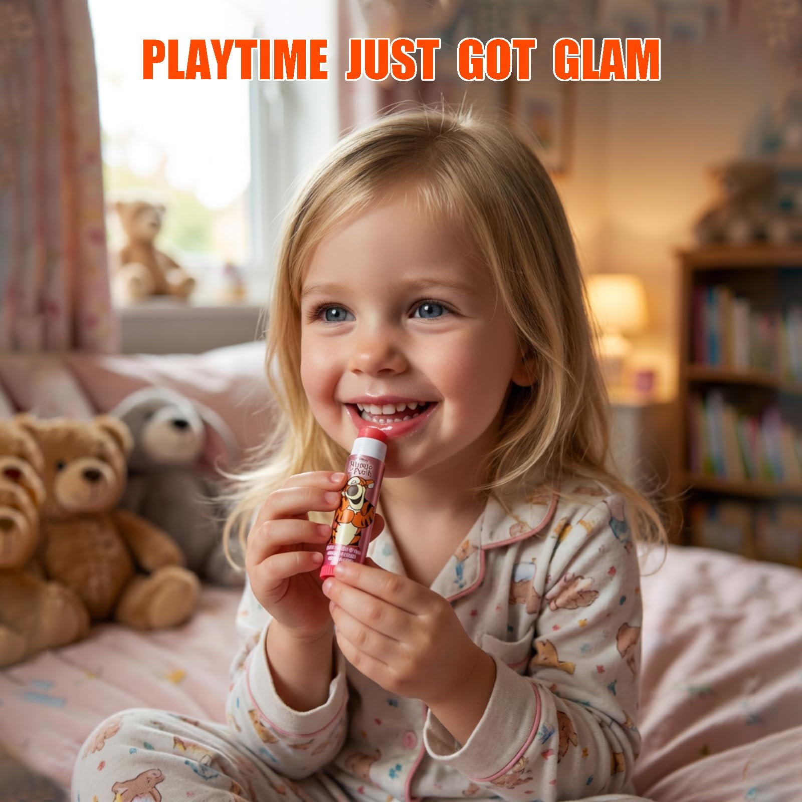 Townley Girl tube beside a crayon showing compact kid-friendly size and portability