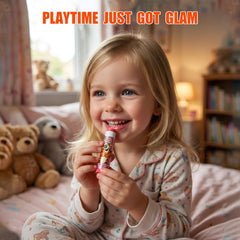 Townley Girl tube beside a crayon showing compact kid-friendly size and portability