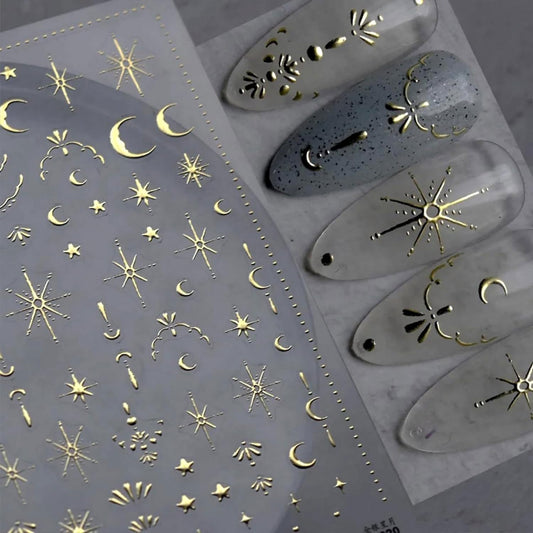 Toypoels front view of two sticker sheets showing star and moon patterns benefit quick selection