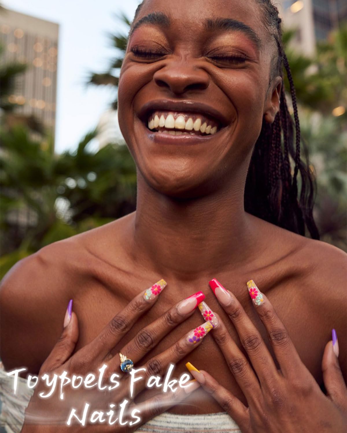 Toypoels lifestyle shot of woman wearing nails for events and everyday stylish confidence