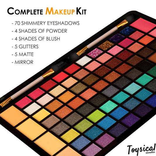 Toysical close-up of eyeshadow pans showing pigment and smooth texture