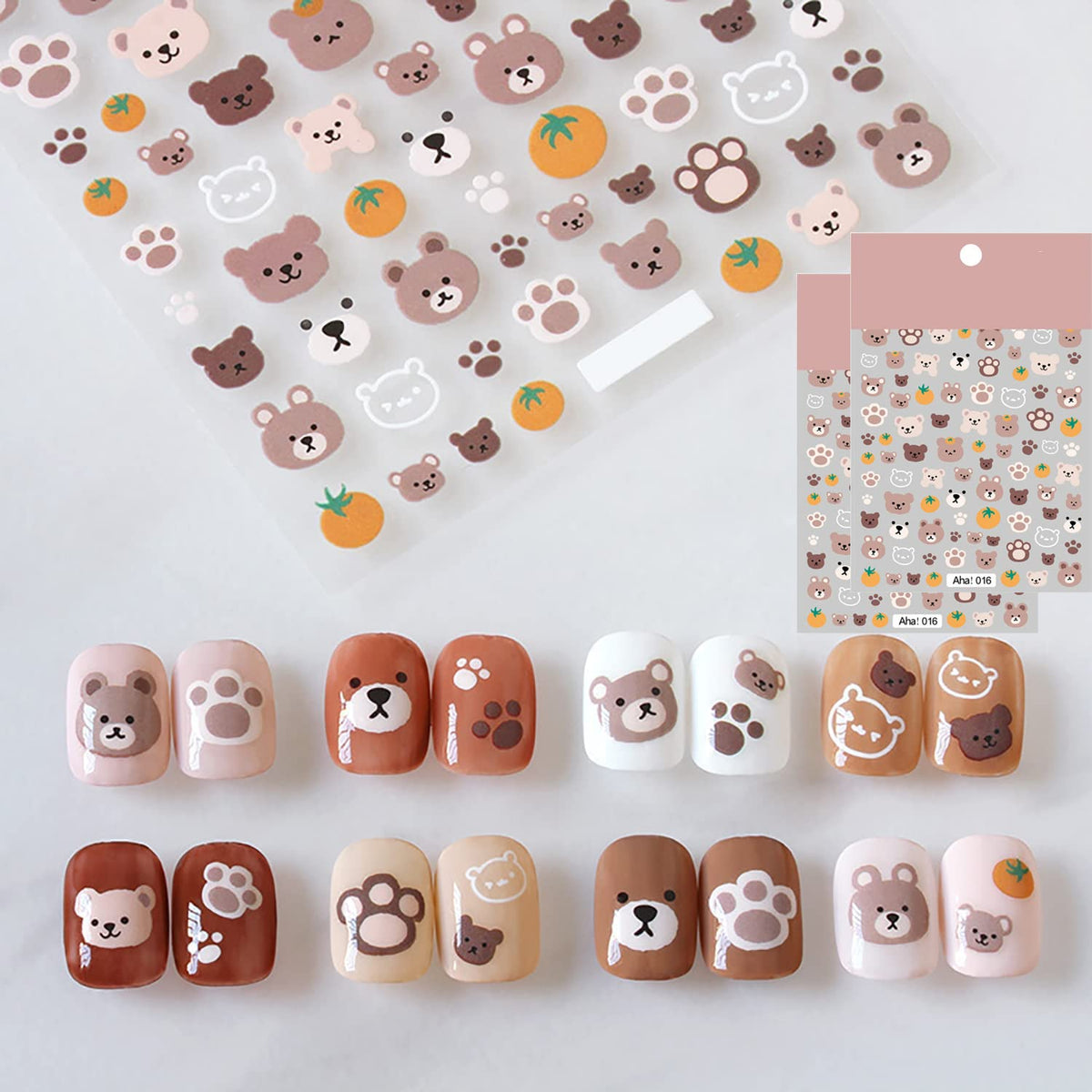 TPhaelay packaging showing two bear sticker sheets and reuse storage benefit