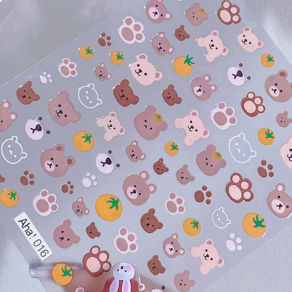 TPhaelay bear decal on an accent nail showing instant cute manicure upgrade