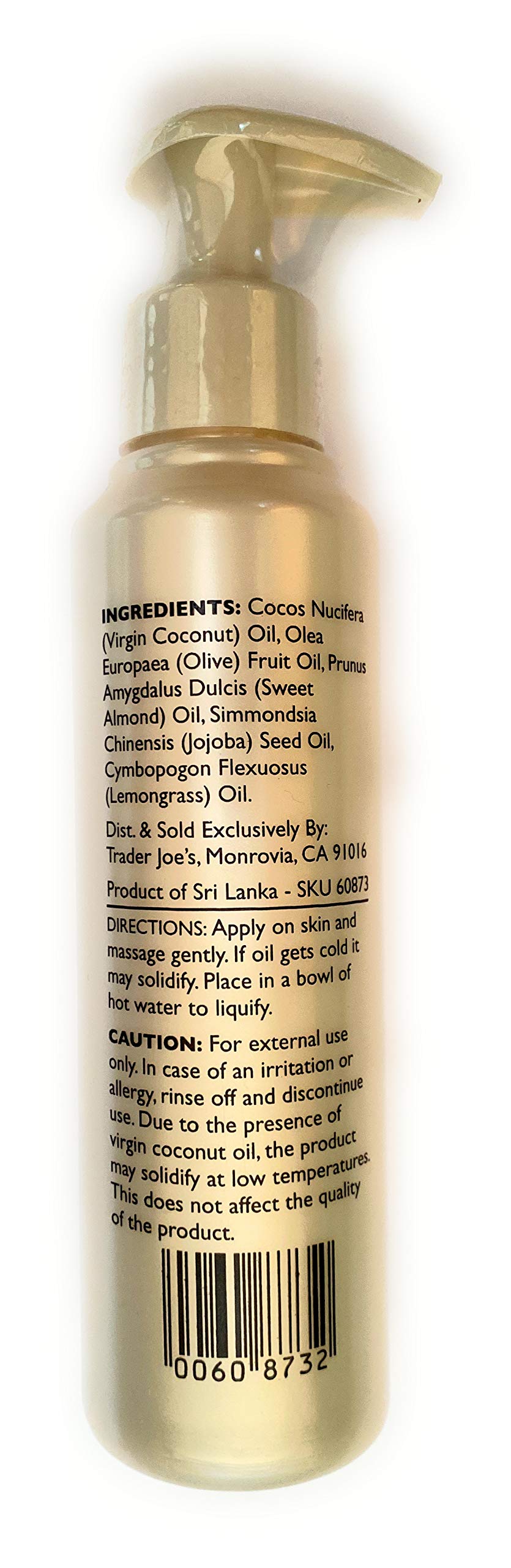 Trader Joe's oil texture dispensed on hand, shows lightweight absorbent finish