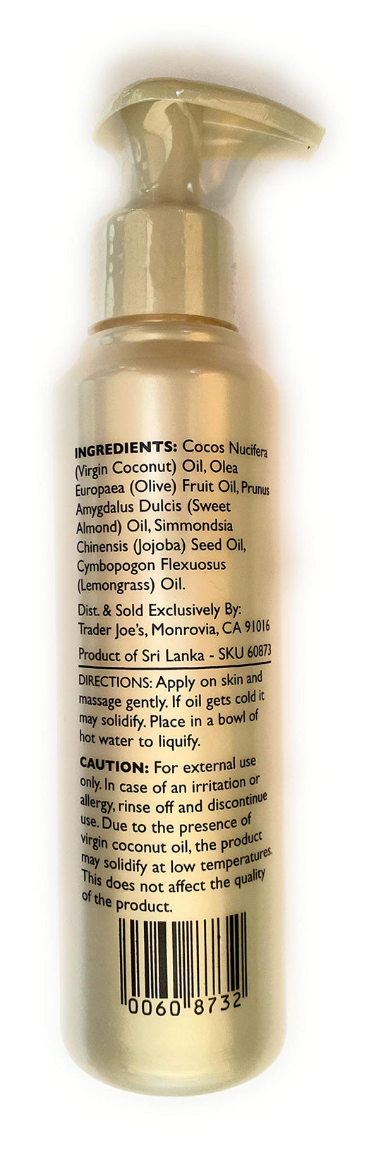 Trader Joe's oil texture dispensed on hand, shows lightweight absorbent finish