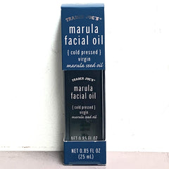 Trader Joe's marula facial oil front bottle showing label and benefit of hydration