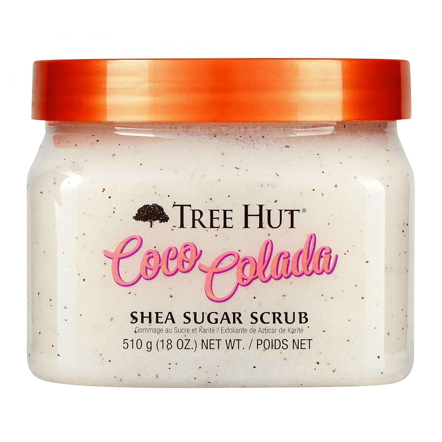 Tree Hut front jar image showing product and tropical scent benefits