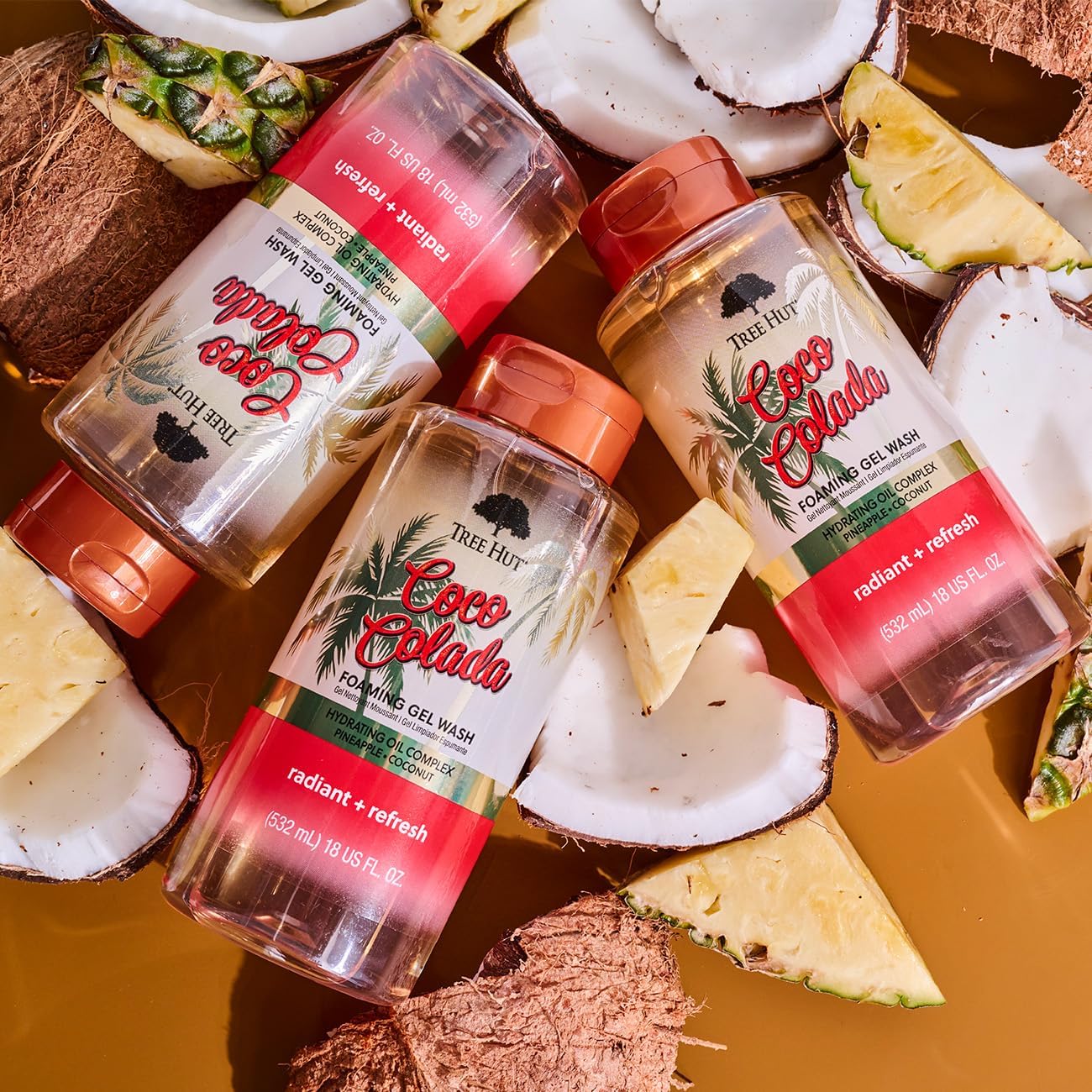 Tree Hut shea and coconut ingredients highlighting natural moisturizing oils
