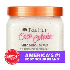 Tree Hut close-up of sugar scrub texture highlighting softening benefits