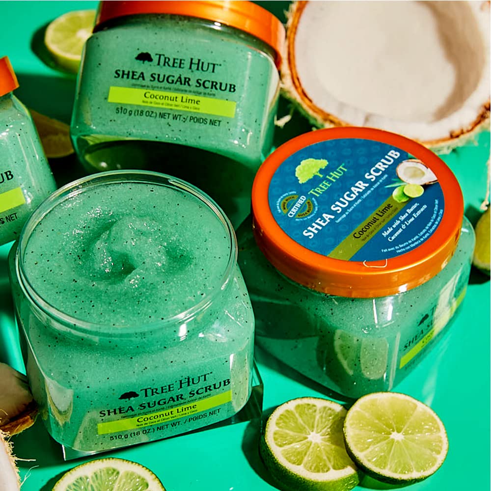 Tree Hut scrub being applied in shower demonstrating use and lather benefit: effective exfoliation
