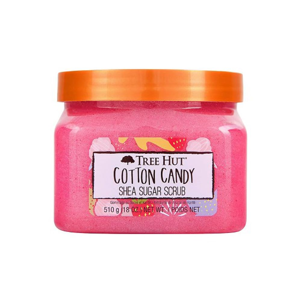 Tree Hut front tub showing Cotton Candy scent and packaging benefits