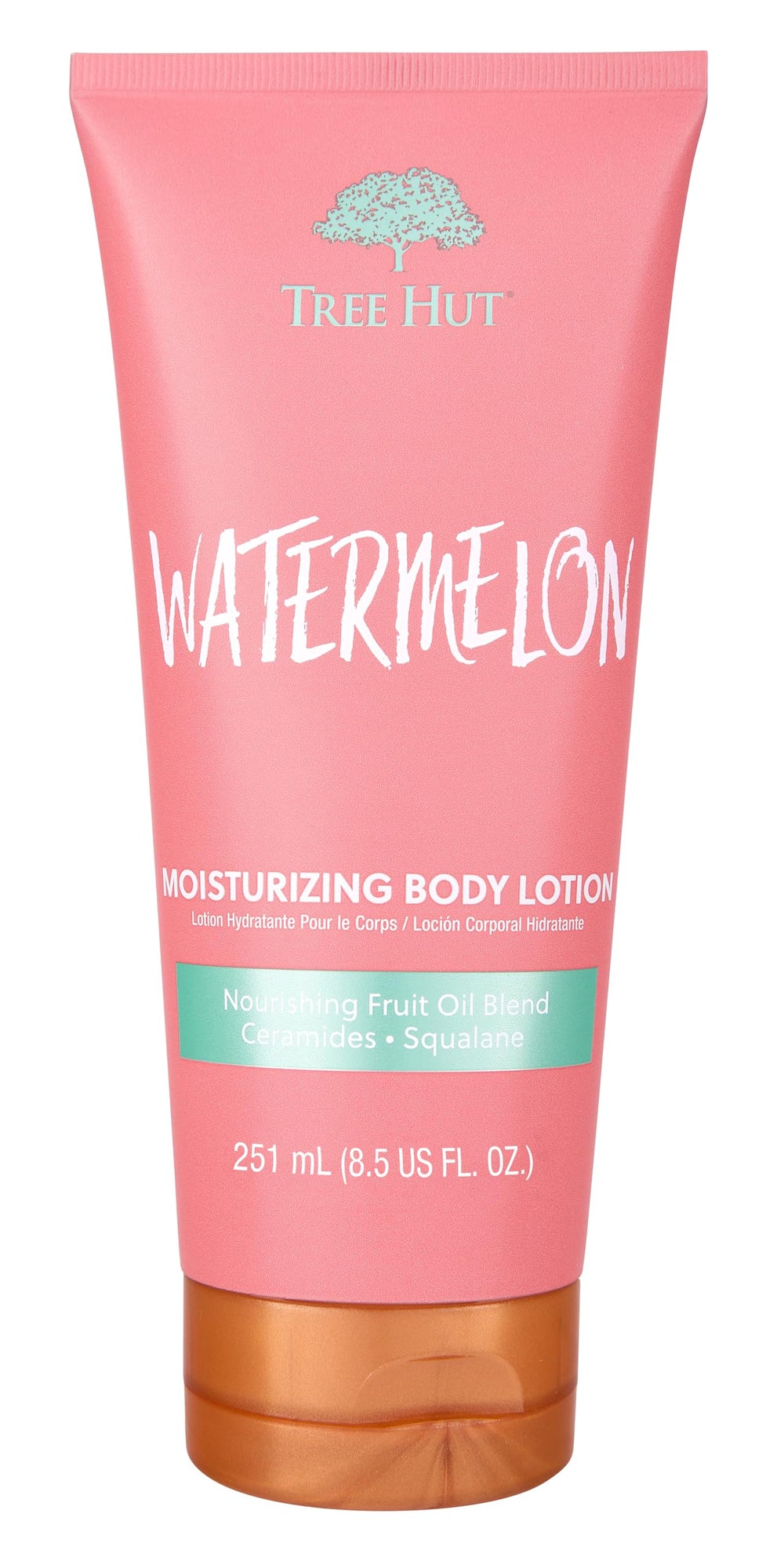 Tree Hut front bottle showing watermelon scent and hydrating benefits