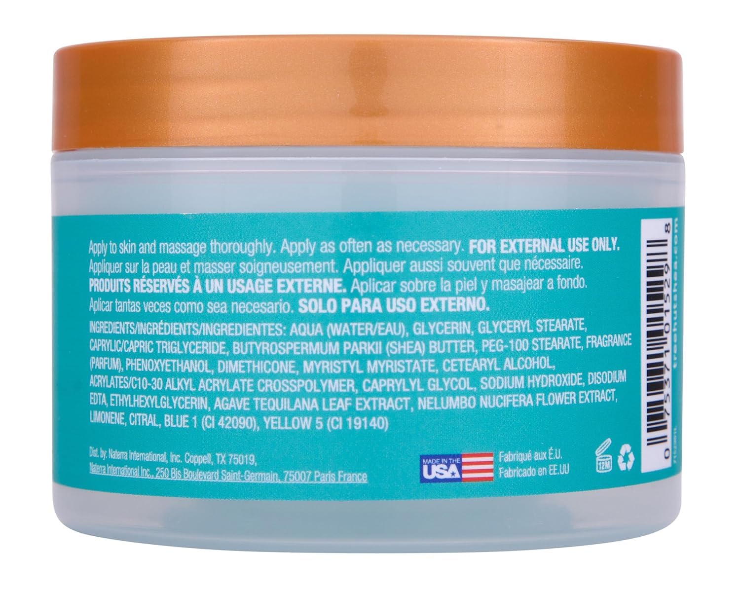 Tree Hut product label close-up displaying ingredient highlights