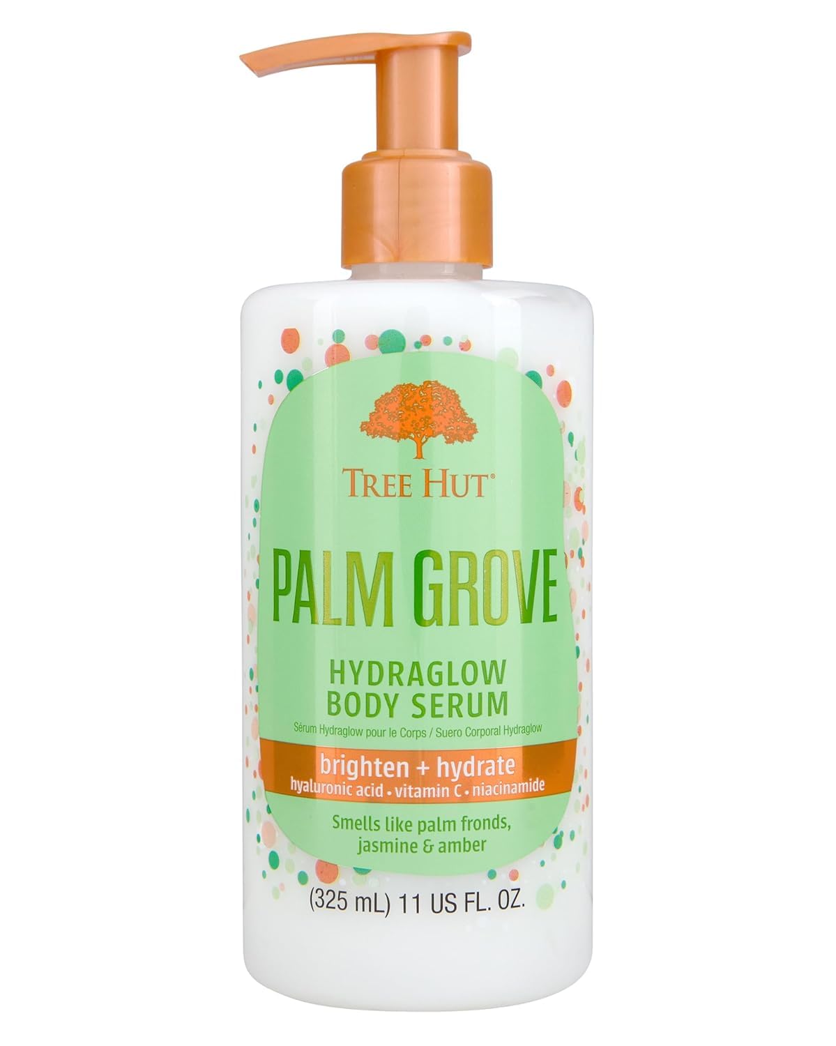 Tree Hut front bottle showing label and 11 oz size, clear product benefit